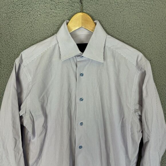 David Donahue Shirt Mens 15.5‎ 34/35 Purple Long Sleeve Button Up Dress - Picture 2 of 7
